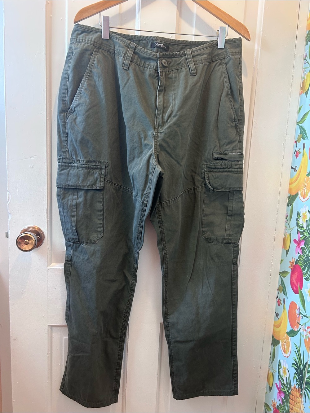 George Men's Olive Green Utility Cargo Pants